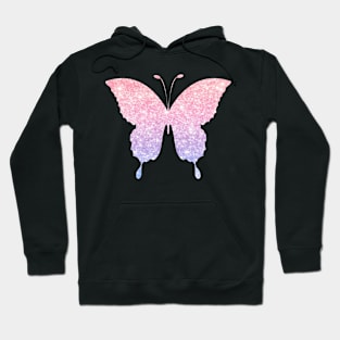 Pastel Pink and Purple Ombre Faux Glitter Butterfly Hoodie